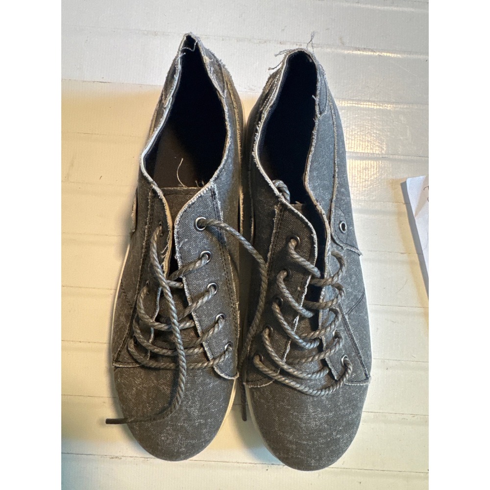 Unbranded Canvas Sneakers Mens 10 Grey Good Distressed Raw Edge Rope Lace EU‎ 43